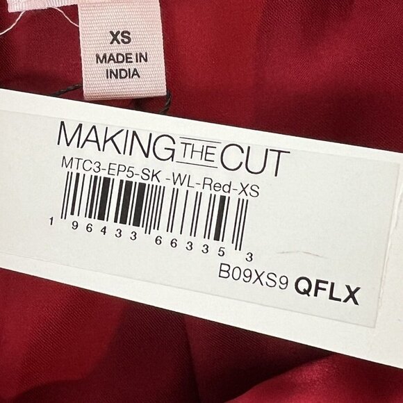 Making The Cut Skirt Jeanette's Maxi Hi Lo Pleated Skirt NWT Size XS Red Satin - Picture 10 of 13